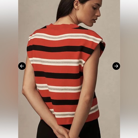 Maeve Bold Striped Sweater Tank - Red, Black, White - NWT Size L - Picture 2 of 5